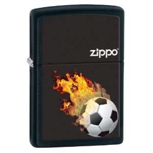  Zippo Lighter Burning Soccer Black Matte   Zippo 28302 