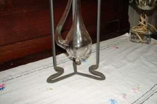 Vintage Tabletop Weather Iron/Glass Water Storm Barometer  