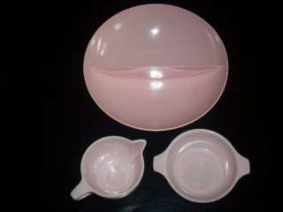   Pink Large Divided Pink Melmac Bowl Watertown Cream and Sugar Set