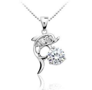Clear CZ Stering Silver Dophin Pendant Fashion Jewelry  