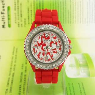   Crystal Quartz Silicone Jelly Rubber Watch Wrist Watch Women  