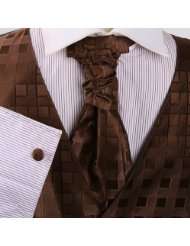 Brown Checkered Formal Vest for Men Gift Idea with Match Tuxedo Vests 