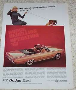 1966 advertising 1967 Dodge Dart car Girl cannon OLD AD  