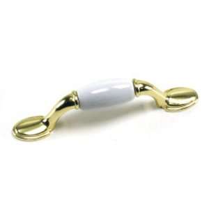  Laurey 3 Porcelain White/Polished Brass Pull (25pk): Home 