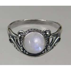   Sterling Silver Ring Featuring a Genuine Rainbow Moonstone Gemstone