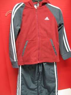 ADIDAS TRACK SUIT 2T GRAY & RED BOYS NEW WARM UP 2 PC JACKET PANTS 