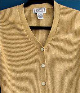 Jennifer Moore Petite Buttercup Yellow Ribbed Twinset Cardigan Sweater 