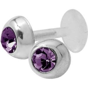 925 Sterling Silver LARGE Amethyst CZ Tragus Piercing Earring Stud or 