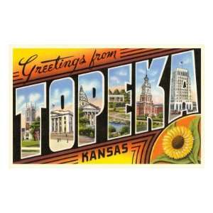  Greetings from Topeka. Kansas Travel Premium Poster Print 