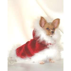  Dog Coat   Ruby Red Faux Mrs. Claus Pet Coat   xx small 