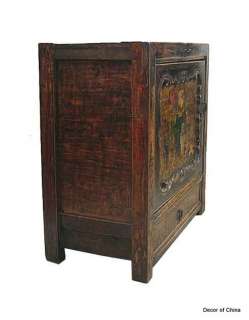 200 Years Chinese Antique Painted Cabinet Chest W12 010  