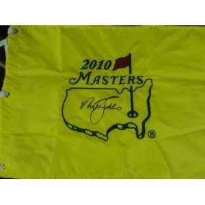  Nick Faldo Signed 2010 Masters Flag 3 Time Champion 