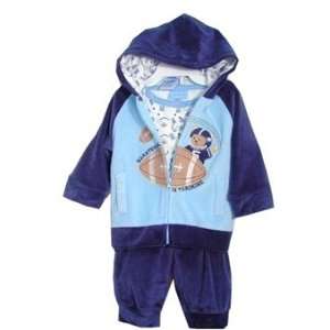  Infant Boys Football Clothes   Blue Velour Jacket Set Size 