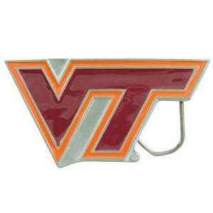  Virginia Tech Hokies Pewter Team Logo Belt Buckle: Sports 