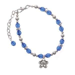   Butterfly   Two Sided Blue Czech Glass Beaded Charm Bra Jewelry