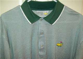 AUGUSTA NATIONAL MASTERS green houndstooth print golf polo LG  