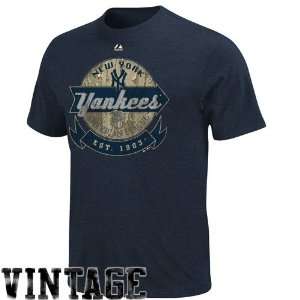 Majestic New York Yankees Classic Retro Vintage Heathered T Shirt 
