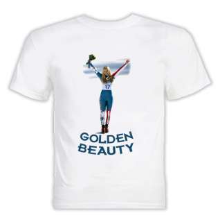 Lindsey Vonn gold 2010 olympics skiing t shirt  