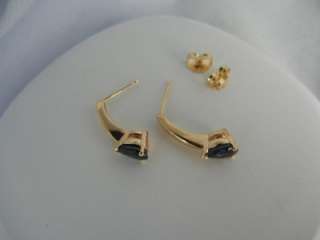 Genuine Blue Sapphire Earrings in 14K Yellow Gold  