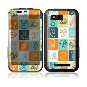 : Animal Squares Decorative Skin Decal Sticker for Motorola Defy Cell 
