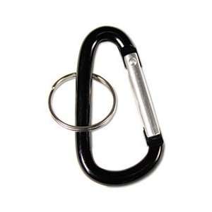     Carabiner Key Chains w/Split Key Rings, Aluminum, Black, 10/Pack