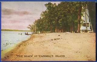 Moline Illinois IL 1908 Cambells Island Beach Vintage Postcard  