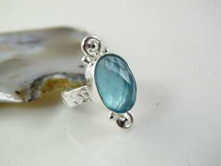 FACETED BRIGHT BLUE TOPAZ SILVER RING SIZE 8  