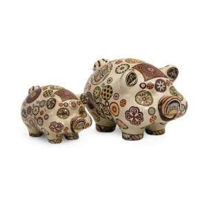   American Folk Art Ceramic Piggy Bank   Set of 2: Arts, Crafts & Sewing