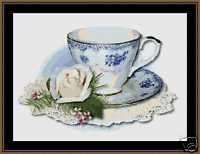 TEACUP~counted cross stitch pattern #956~VICTORIAN Tea Chart  