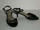 Fioni Womens Heels Black Sandals Size 6 W Wide Kitten Low Heel