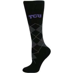 NCAA Texas Christian Horned Frogs (TCU) Ladies Black Argyle Tall Socks