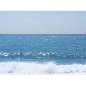 Crashing Ocean Waves and Vast Horizon under Blue Sky Photographic 