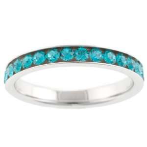    Sterling Silver Aqua Blue Crystal Band Ring, Size 8: Jewelry