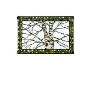   Birch Tree Tiffany Rectangular Stained Glass Window Pane from the Bi