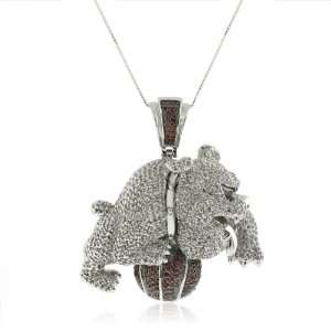  Sterling Silver Micro Pave Hip Hop Playing Dog CZ Pendant 