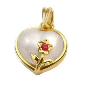 Heart Shaped Mabe Pearl & Ruby Pendant: Jewelry