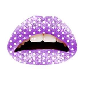  Temporary Lip Tattoo  Purple with White Polka Dots Beauty