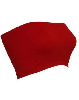  Seamless Bandeau Strapless Tube Top Bra Red Clothing