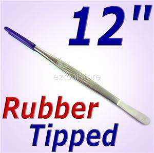 12 Rubber Tip TWEEZERS Snake / Reptile HERP Feeding SS   TZ12R