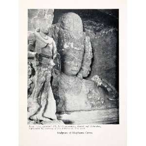  1929 Print Elephanta Cave Sculpture God Religion India 