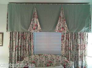 Fine Quality Box Pleat Curtain & Valence Set 96x88, Custom Designed 