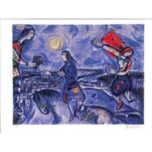   Print   Lovers Over Paris   Artist Marc Chagall  Poster Size 24 X 34