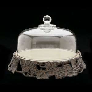  Arthur Court Grape Tuscan Cake Stand   Glass Dome: Kitchen 