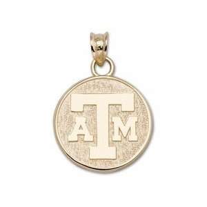  Texas A & M Aggies 5/8 Round ATM Pendant   Gold Plated 