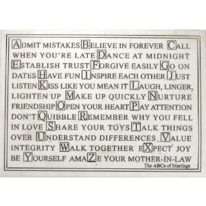  abcs of marriage inspirational wall plaque