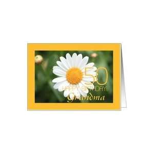 50th Birthday card, white daisy for Grandma Card