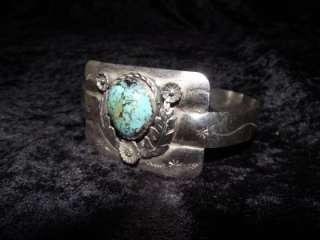 Primative Early American Navajo Indian Sterling Silver Turquoise Arm 