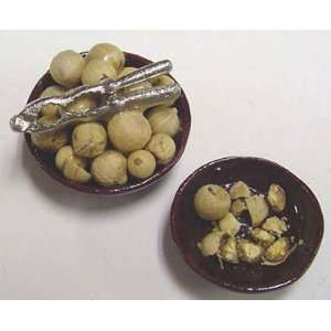   Miniature Artisan Bowl With Nuts and Nut Cracker Toys & Games