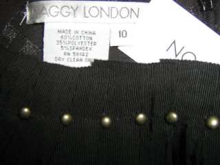 MAGGY LONDON Black Latice Jaquard Ribbon Dress NEW 10  