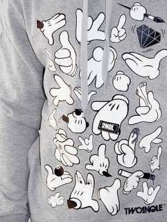 TWO ANGLE Glow In The Dark Gangsta Mickey Hands Hoody  